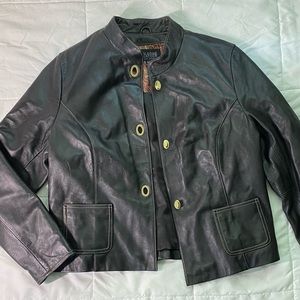 Women’s XL Genuine Leather Wilsons Leather Jacket with Brass-like Buttons